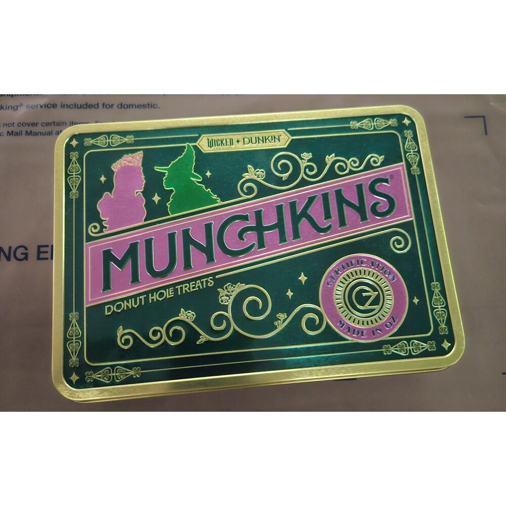 DUNKIN WICKED Munchkin Tin Glinda Elphaba New Rare Viral Arianna Grande